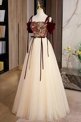 Homecoming Dresses Bodycon, Elegant Tulle Embroidery Long Evening Dress, Cute Off the Shoulder Party Dress