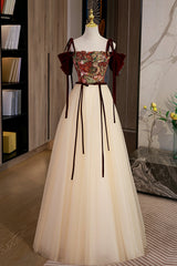 Homecoming Dresses Sparkles, Elegant Tulle Embroidery Long Evening Dress, Cute Off the Shoulder Party Dress