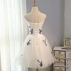 Prom Dresse Princess, Embroidery Flowers Cheap Short Homecoming Dress Prom Dresses,Formal Dress