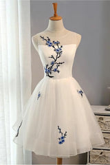 Prom Dresses Princesses, Embroidery Flowers Cheap Short Homecoming Dress Prom Dresses,Formal Dress