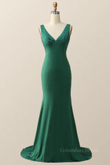 Party Dress Dames, Empire Green Beaded Mermaid Long Formal Dress