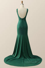 Party Dresses Glitter, Empire Green Beaded Mermaid Long Formal Dress