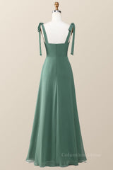 Formal Dress Gown, Eucalyptus Square Neck Long Bridesmaid Dress