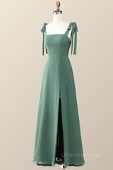 Formal Dresses Gowns, Eucalyptus Square Neck Long Bridesmaid Dress