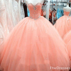 Wedding Dress Gown, sweetheart beaded quinceanera dresses tulle puffy prom ball formal wedding gowns for 15 16 years