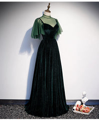Formal Dress Classy Elegant, Fashionable Dark Green Velvet Long Party Gown, Green Bridesmaid Dress