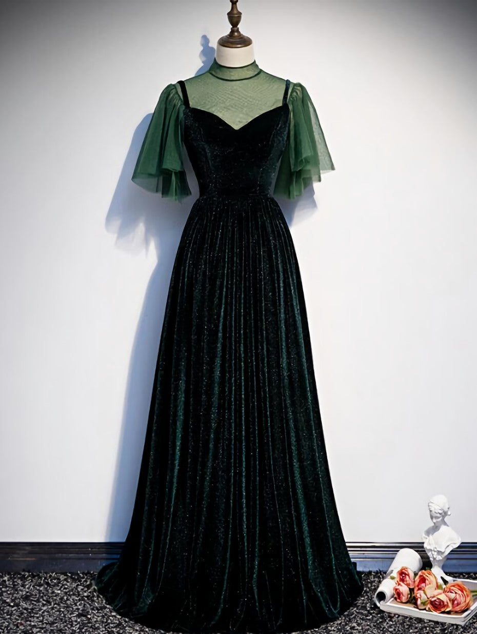 Formal Dresses Classy Elegant, Fashionable Dark Green Velvet Long Party Gown, Green Bridesmaid Dress