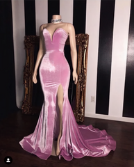 Formal Dress Ballgown, 2024 Sweetheart Peach Split Mermaid Satin Prom Dresses, Prom Outfits