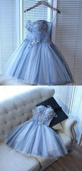 Wedding Shoes, A Line Sweetheart Spaghetti Straps Tulle Homecoming Dresses With Appliques