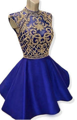 Bridesmaid Dresses Website, Blue Homecoming Dress, Royal Blue Beaded Homecoming Dress
