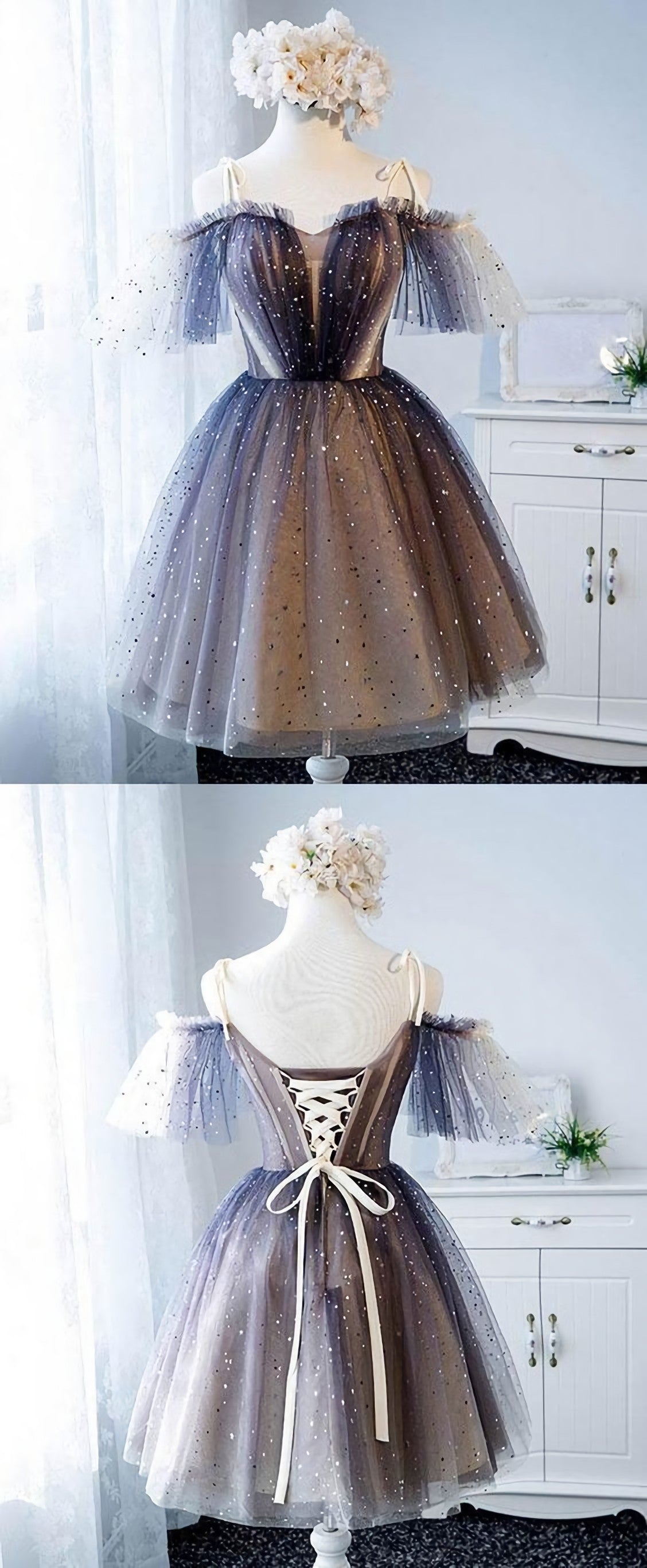 Formal Dresses With Tulle, Cute tulle short tulle Homecoming Dresses