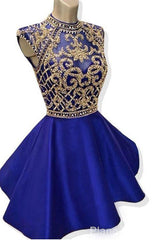 Bridesmaids Dress Websites, Blue Homecoming Dress, Royal Blue Beaded Homecoming Dress