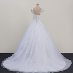 Formal Dresses Outfit Ideas, Glam White Tulle Puffy Ball Gown Prom Dress, Sweetheart 16 Gown