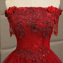 Homecoming Dresses 2029, Glam Wine Red Quinceanera Dress Party Dress, Tulle Long  Embroidered with Flowers Formal Dress