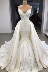 Wedding Dresses Dress, Glamorous Mermaid Sleeveless Lace Wedding Dress Overskit