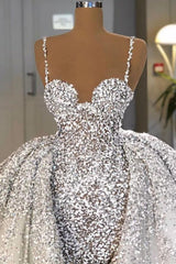 Party Dresses Teens, Glitter Mermaid Ball Gown Spaghetti Sequins Tulle party Gown