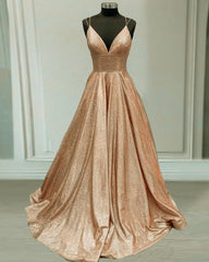 Prom Dress Chicago, Glitter Prom Dresses V Neck Multi Straps
