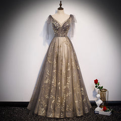 Prom Dresses 2030 Cheap, Gorgeous A-line V-neckline Long Party Dress Prom Dress, Lace Evening Dresses
