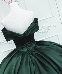 Bridesmaids Dresses Green, Gorgeous Ball Gown Green Satin Quinceanera Dress, Green Sweetheart Formal Dress