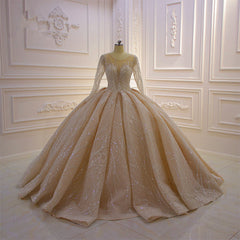 Wedding Dress Store, Gorgeous Long Ball Gown Bateau Crystal Wedding Dress with Sleeves