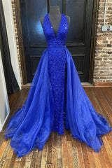 Homecoming Dress Websites, Gorgeous V Neck Mermaid Blue Sequins Long Prom Dress, Mermaid Blue Formal Dress, Blue Evening Dress