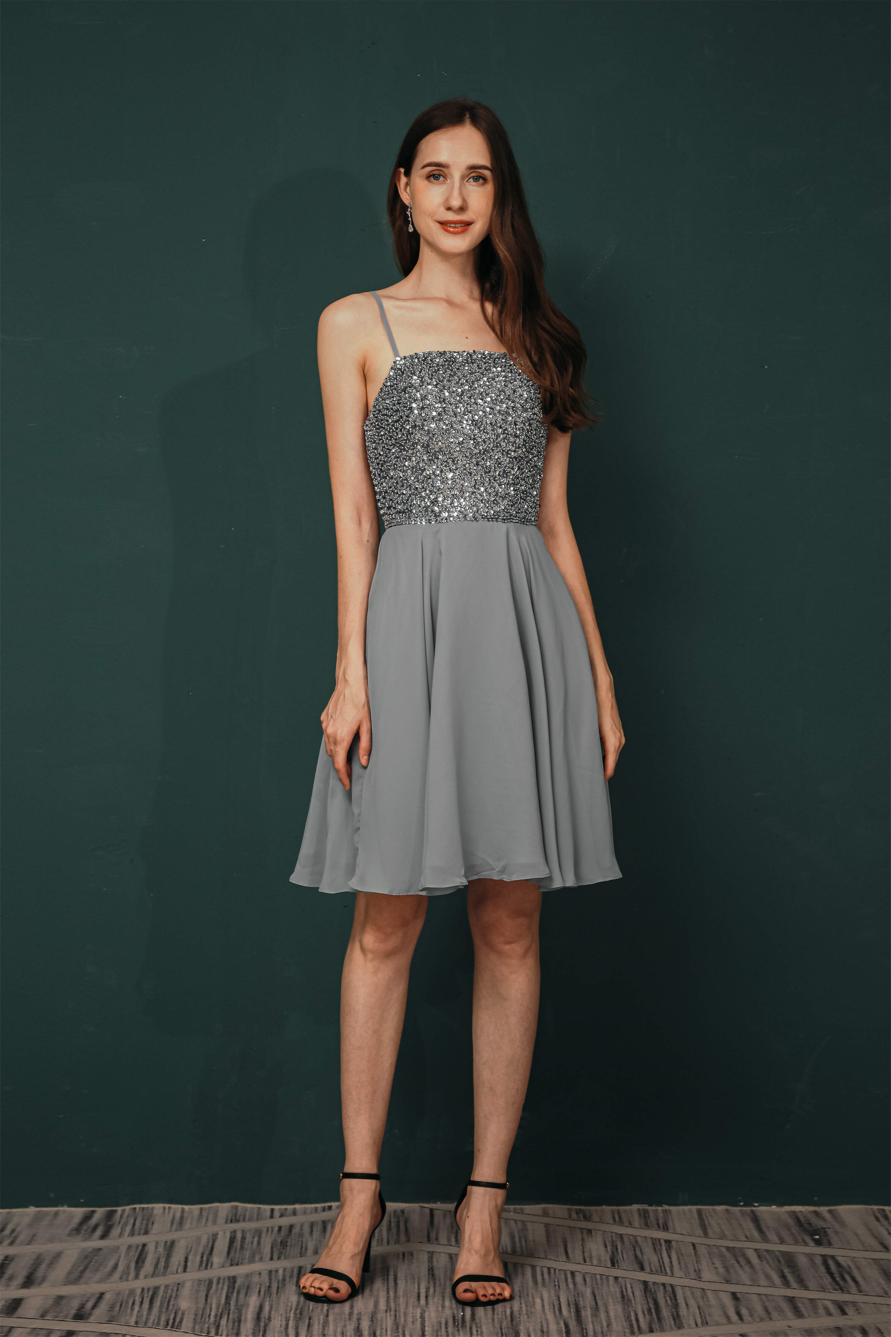 Party Dress Wedding, Short A-Line Strapless Beaded Chiffon Homecoming Dresses