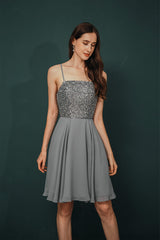 Party Dress Design, Short A-Line Strapless Beaded Chiffon Homecoming Dresses