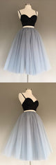 Prom Dresses2032, Gray Tulle Charming A-Line Two-Piece Short Homecoming Dress,Cocktail Dress