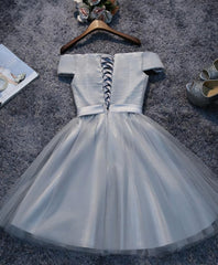 Homecoming Dress Black Girl, Simple Gray Tulle Mini Prom Dress, Homecoming Dress