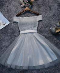Homecoming Dresses Black Girl, Simple Gray Tulle Mini Prom Dress, Homecoming Dress
