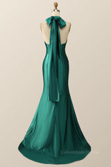 Party Dresses Prom, Green Cross Front Mermaid Long Formal Dress with Slit