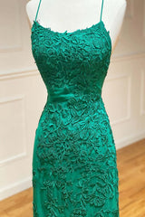 Prom Dresses Dresses, Green Lace Mermaid Backless Spaghetti Straps Prom Dresses, Evening Gown,maxi dresses