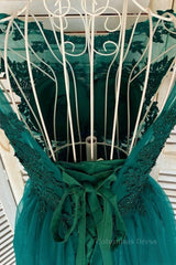 Formal Dresses Homecoming, Green Lace Tulle Short Prom Homecoming Dresses, Green Lace Formal Graduation Evening Dresses