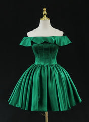 Prom Dress Cheap, Green Satin Short Homecoming Dress Prom Dress, Green Party Dress Formal Dresses