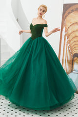 Prom Dresses Shopping, Tulle A line Off Shoulder Sweetheart Beaded Bodice Long Prom Dresses