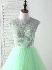 Bridesmaid Dresses Styles, Green Tulle Lace Applique Long Prom Dress Blue Tulle Sweet 16 Dress