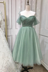 Prom Dress Vintage, Green Tulle Short A-Line Prom Dress, Cute A-Line Homecoming Party Dress