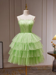 Prom Dresses 2026 Black Girl, Green Tulle Short Prom Dress, Cute Green Homecoming Dresses