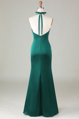 Homecoming Dress Sweetheart, Halter Emerald Green Ruched Mermaid Bridesmaid Dress