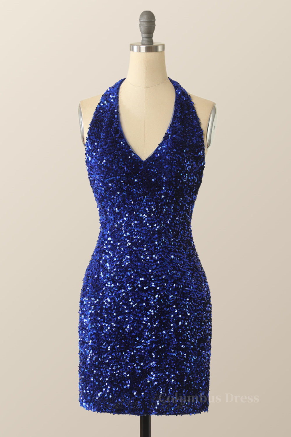 Homecoming Dress Sweetheart, Halter Royal Blue Sequin Bodycon Dress