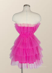 Formal Dresses Long Gowns, Hot Pink Flare Short Birthday Dress