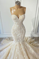 Wedding Dress Fitting, Ivory Sweetheart Strapless Long Mermaid Wedding Dress
