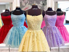 Prom Dresses Beautiful, Lace Applique A-line Homecoming Dress Short Prom Dress,Semi Formal Dresses