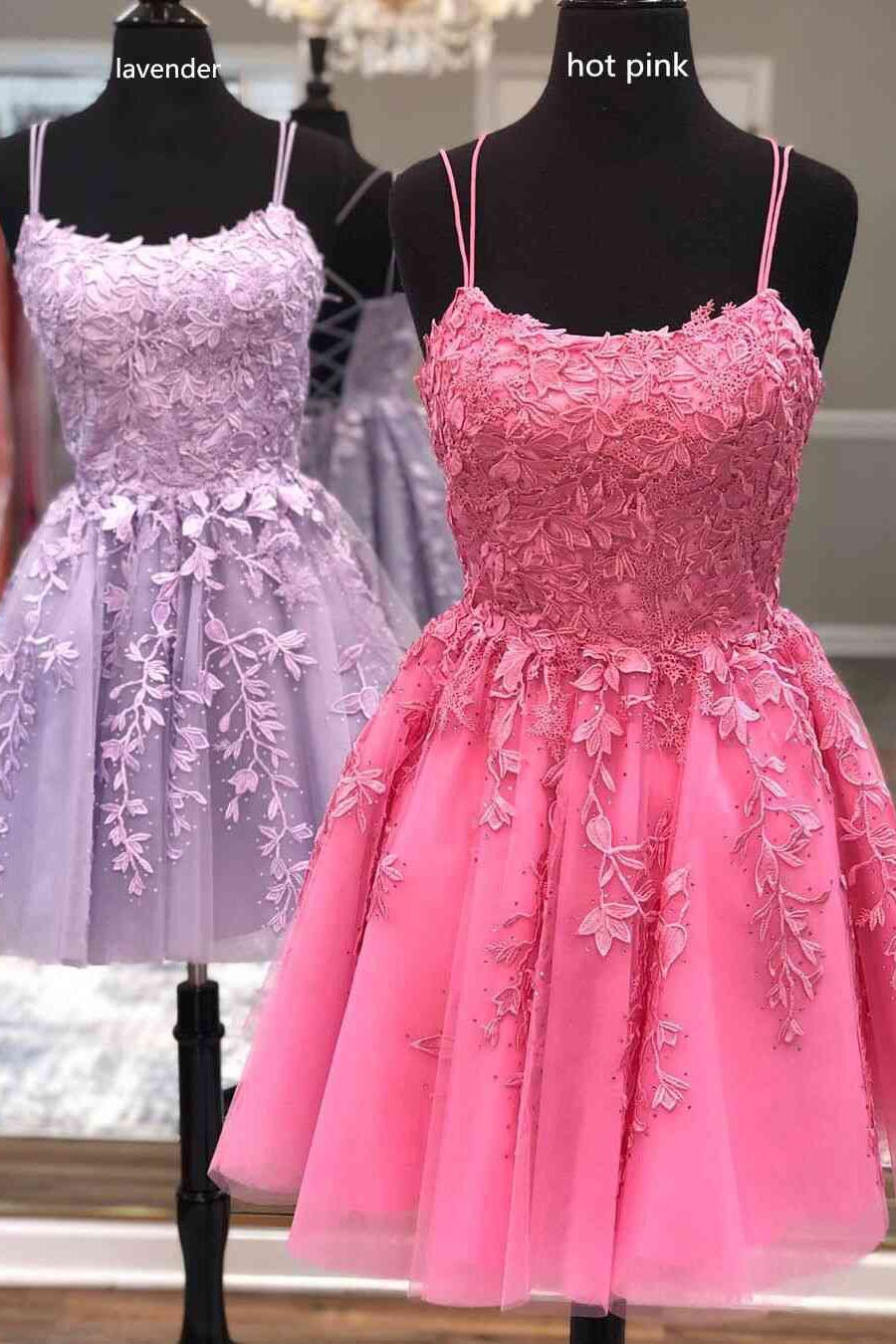 Prom Dress 2034, Lace Applique A-line Homecoming Dress Short Prom Dress,Semi Formal Dresses