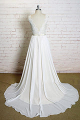 Wedding Dresses Under 505, Latest Long A-line V-neck Lace Chiffon Wedding Dress