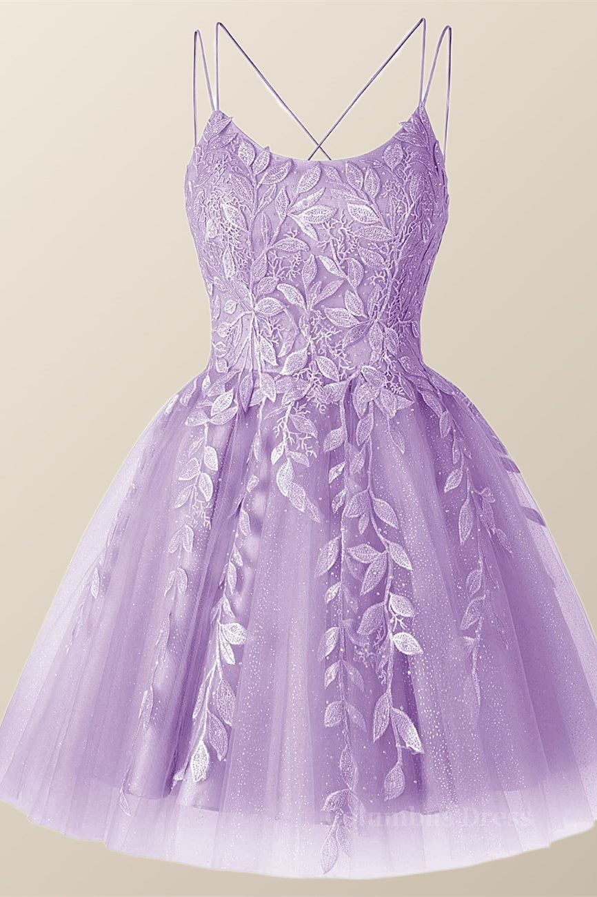 Prom Dress Idea, Lavender Appliques A-line Short Princess Dress
