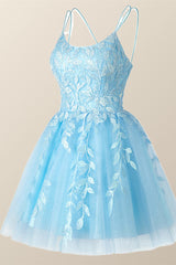 Prom Dress Fabric, Lavender Appliques A-line Short Princess Dress