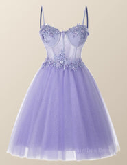 Prom Dresses Shops, Lavender Corset A-line Short Homecoming Dress