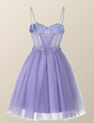 Prom Dresses Inspired, Lavender Corset A-line Short Homecoming Dress