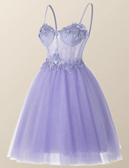 Prom Dresses Inspiration, Lavender Corset A-line Short Homecoming Dress